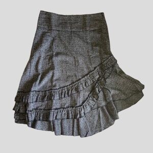 Zoe d. Y2K Goth Gray Ruffle Midi A Line Skirt PM